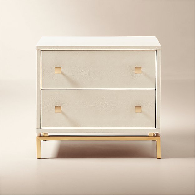 ivory shagreen embossed low dresser Shagreen 58" Warm White 4-Drawer Dresser