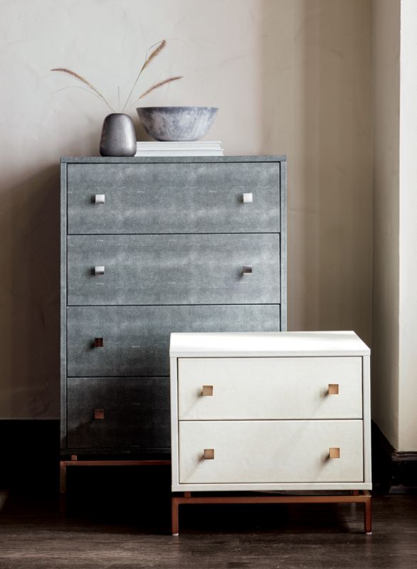 2-Drawer Ivory Shagreen Nightstand - image 5 of 11