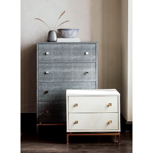 2-Drawer Ivory Shagreen Nightstand