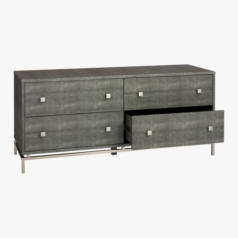 Grey Shagreen Embossed Low Dresser - image 4 of 7