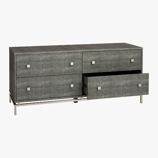 Grey Shagreen Embossed Low Dresser