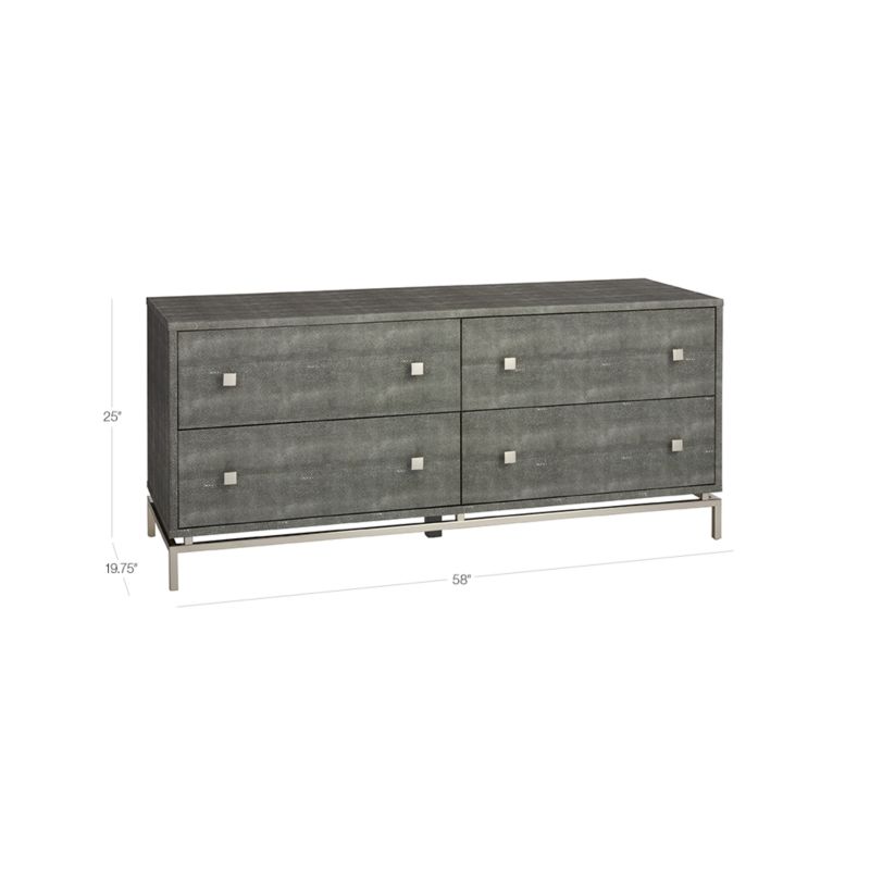 View Grey Shagreen Embossed Low Dresser - image 2 of 7