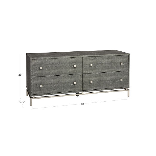 Grey Shagreen Embossed Low Dresser