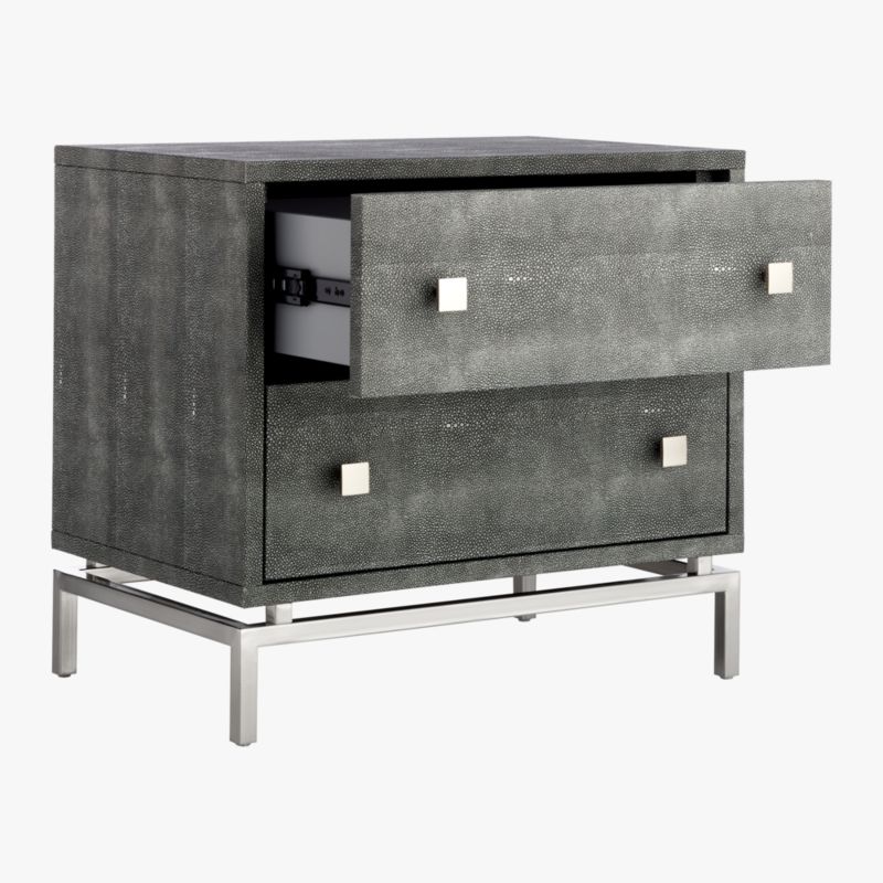 2-Drawer Grey Shagreen Nightstand - image 7 of 11