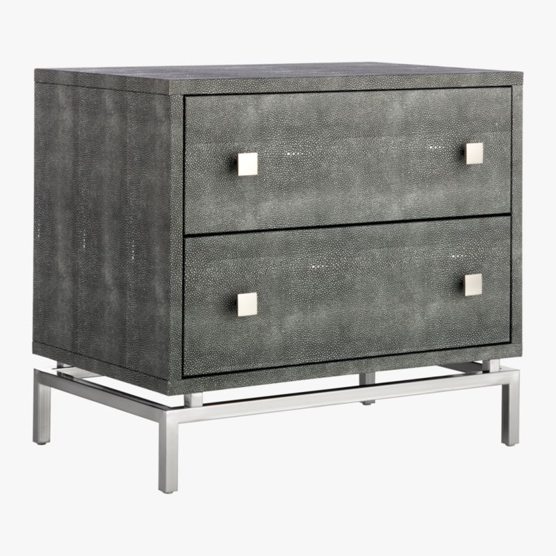 2-Drawer Grey Shagreen Nightstand - image 6 of 11