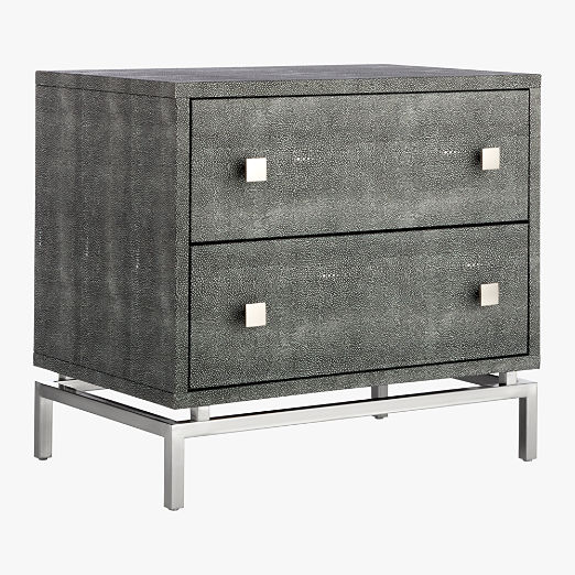 2-Drawer Grey Shagreen Nightstand