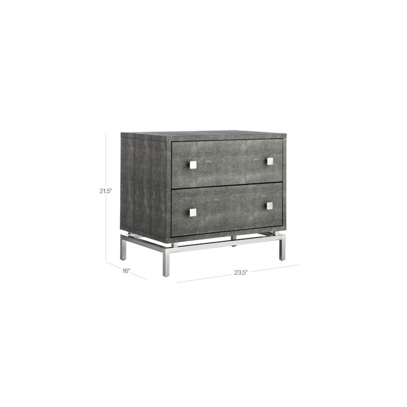 View 2-Drawer Grey Shagreen Nightstand - image 3 of 11