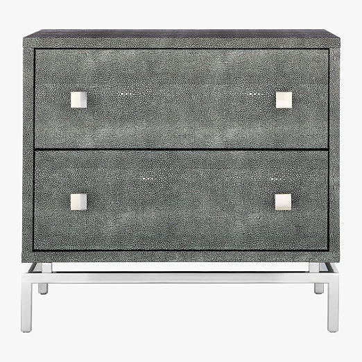 2-Drawer Grey Shagreen Nightstand