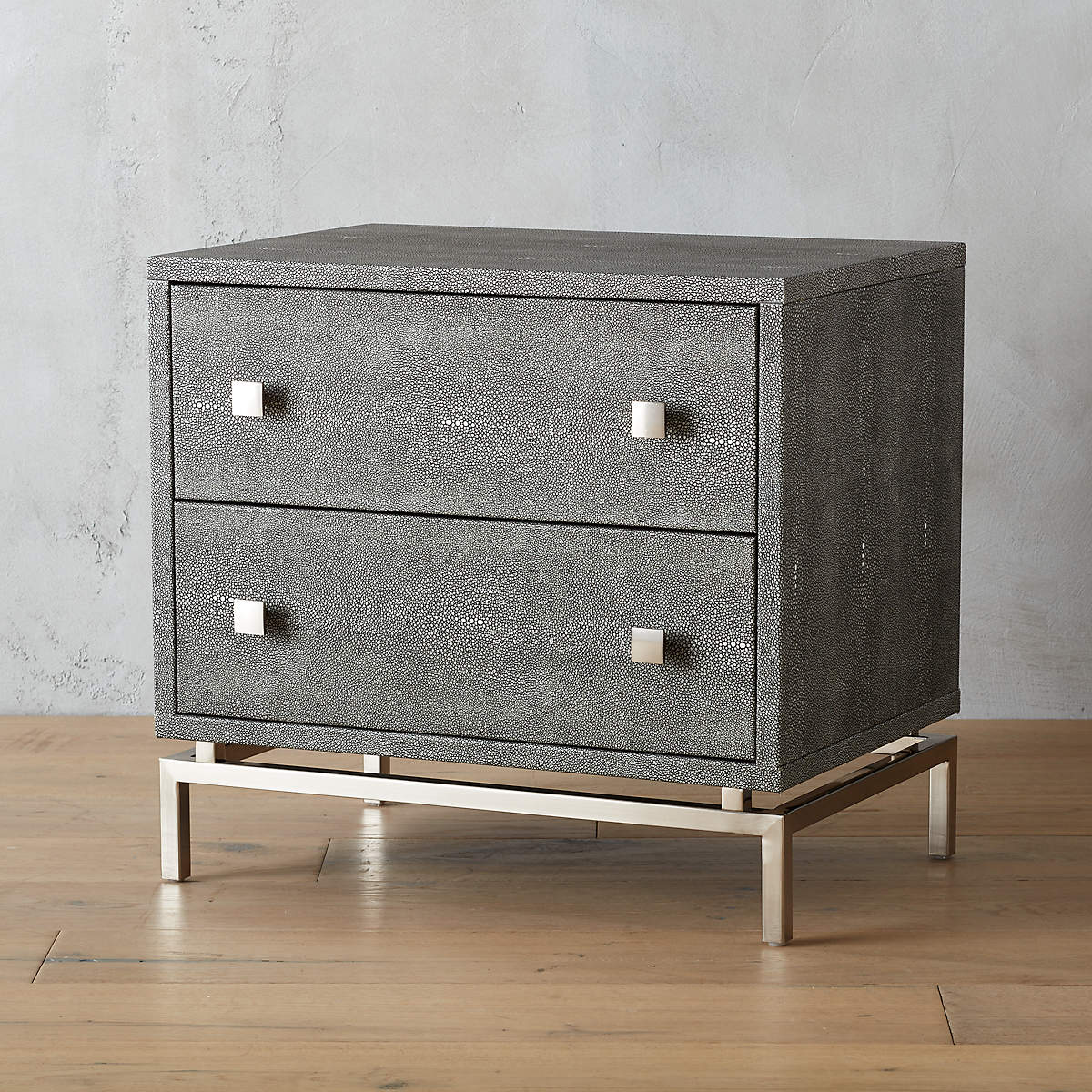 2Drawer Grey Shagreen Nightstand + Reviews CB2