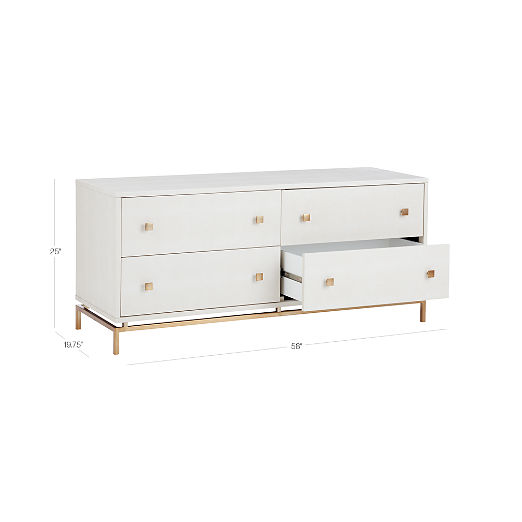 Ivory Shagreen Embossed Low Dresser