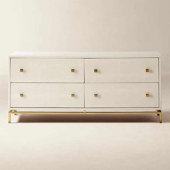 Shagreen 58" Warm White 4-Drawer Dresser
