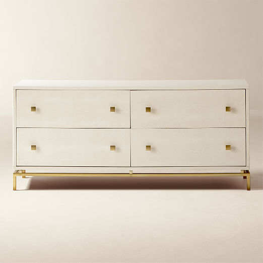 Shagreen 58" Warm White 4-Drawer Dresser