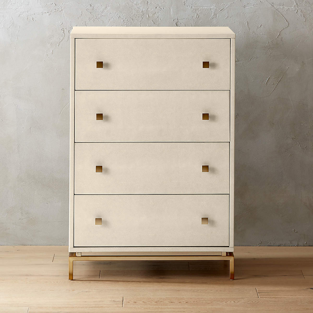 Ivory Shagreen Embossed Tall Chest + Reviews | CB2