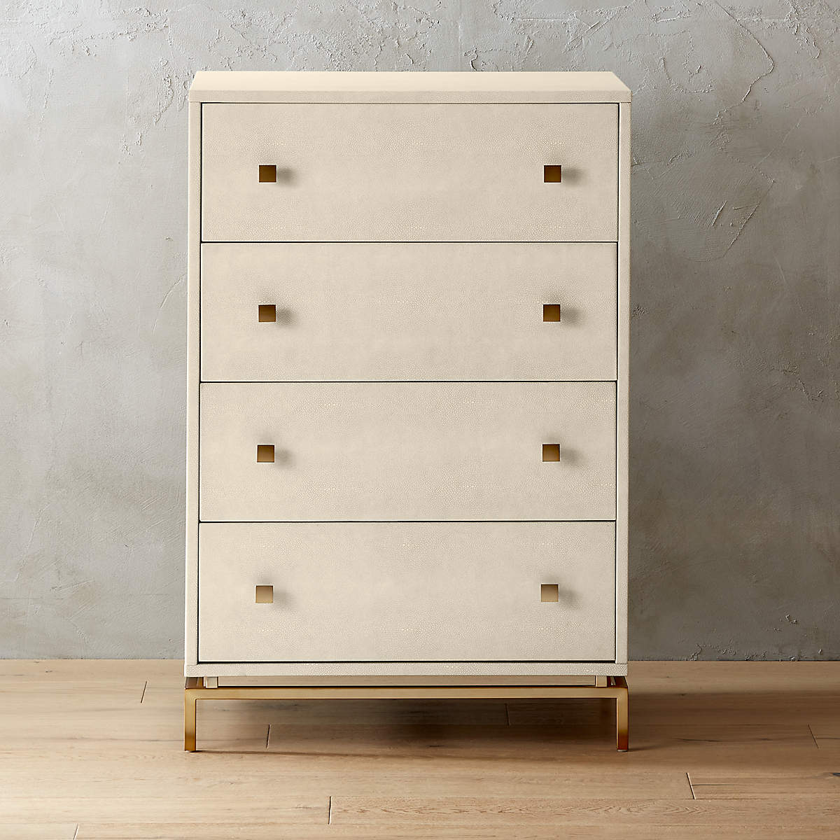 Ivory Shagreen Embossed Tall Chest + Reviews CB2