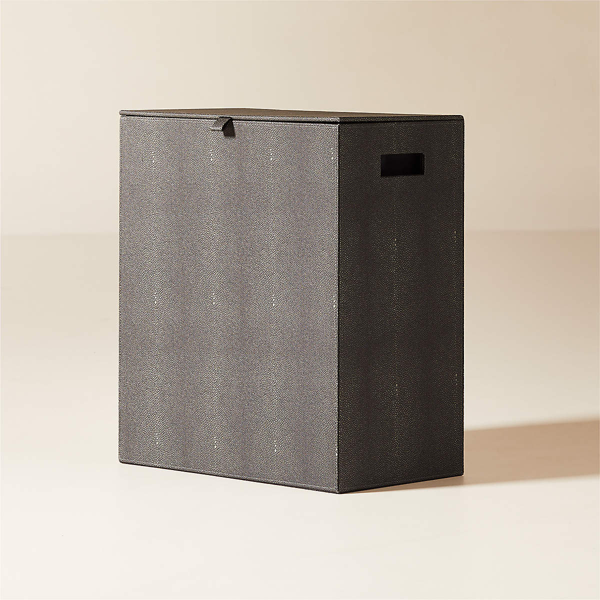 Shagreen Grey Laundry Hamper + Reviews CB2