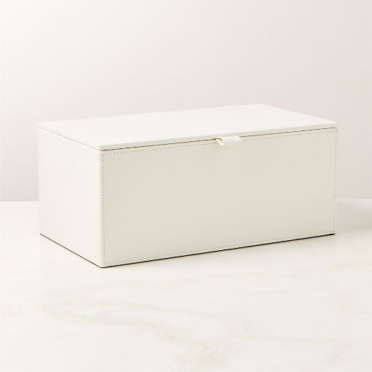 Shagreen Ivory Decorative Storage Box with Lid