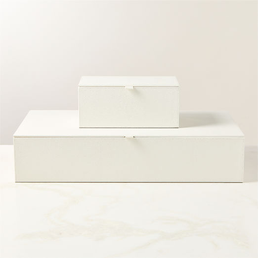 Shagreen Ivory Storage Boxes with Lid