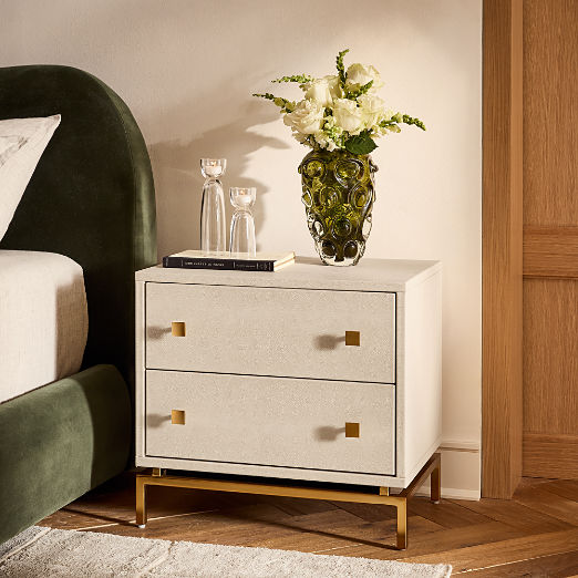 Shagreen 24" Warm White 2-Drawer Nightstand Set of 2
