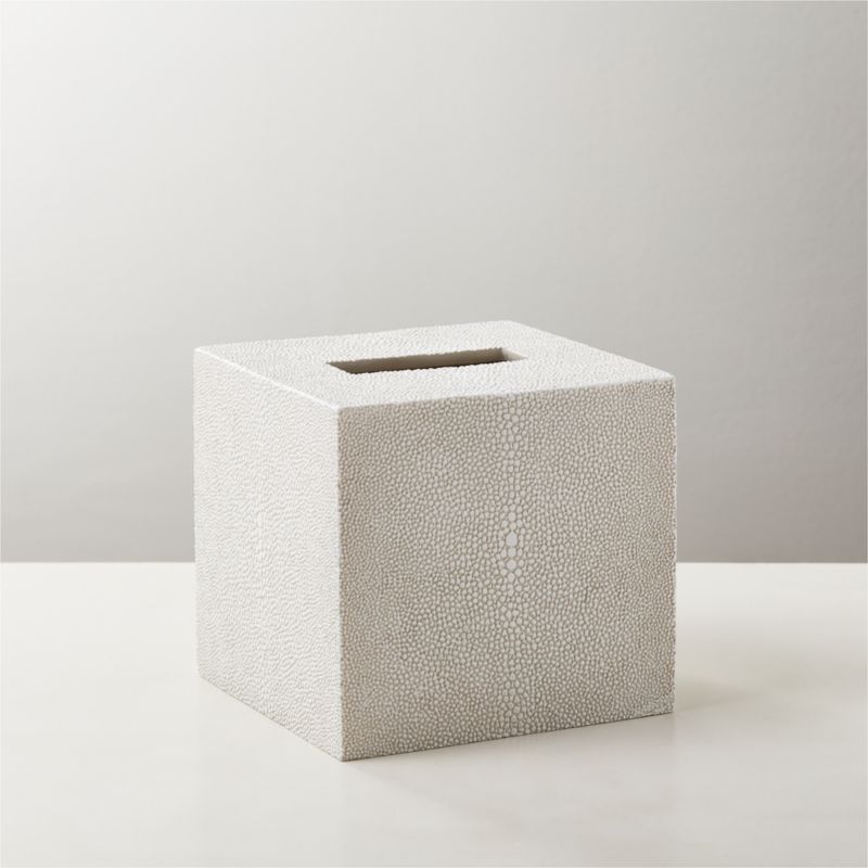 View Shaw Shagreen Ivory Tissue Box Cover details