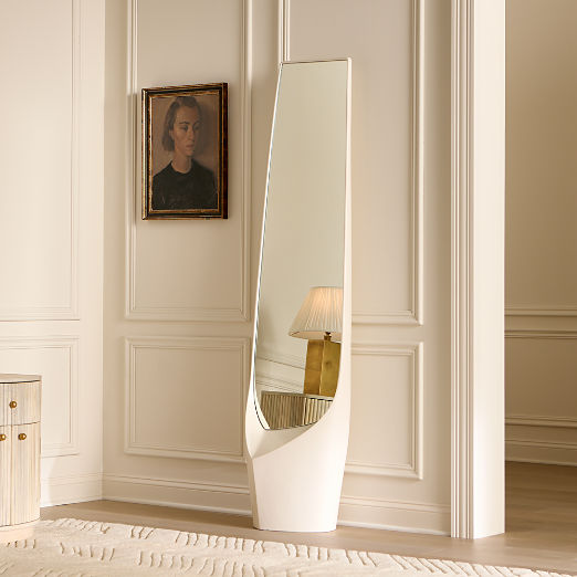 Shay Standing White Resin Full-Length Floor Mirror 19"x75"