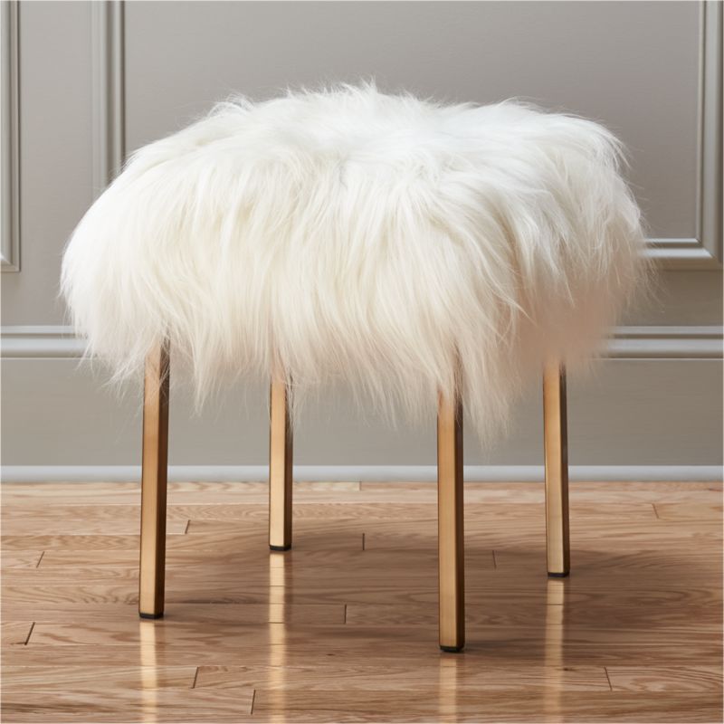 Fuzzy Sheepskin Stool + Reviews | CB2