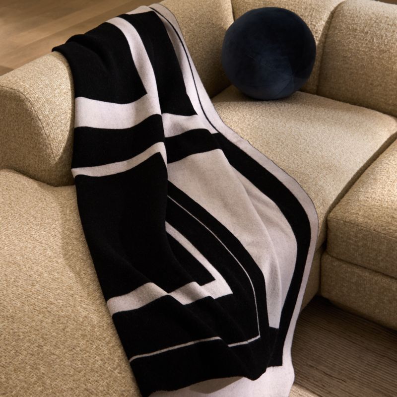 Shift Black and White Merino Wool Reversible Throw Blanket 50"x70" - image 1 of 9