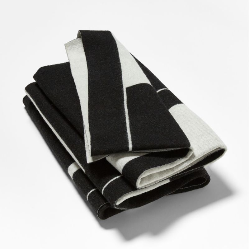 Shift Black and White Merino Wool Reversible Throw Blanket - image 3 of 8