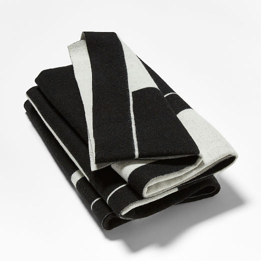 Shift Black and White Merino Wool Reversible Throw Blanket