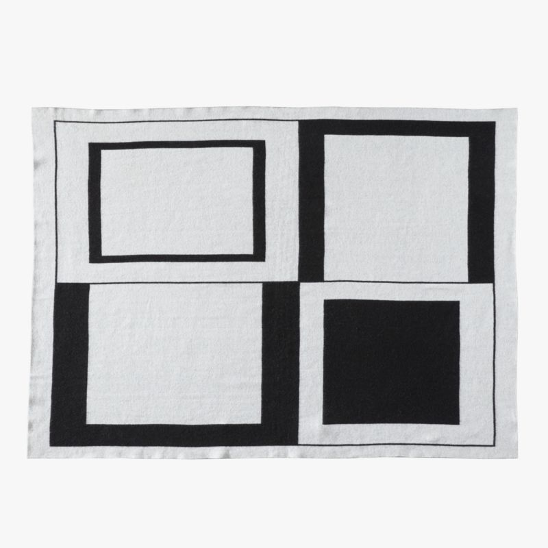 Shift Black and White Merino Wool Reversible Throw Blanket - image 1 of 8