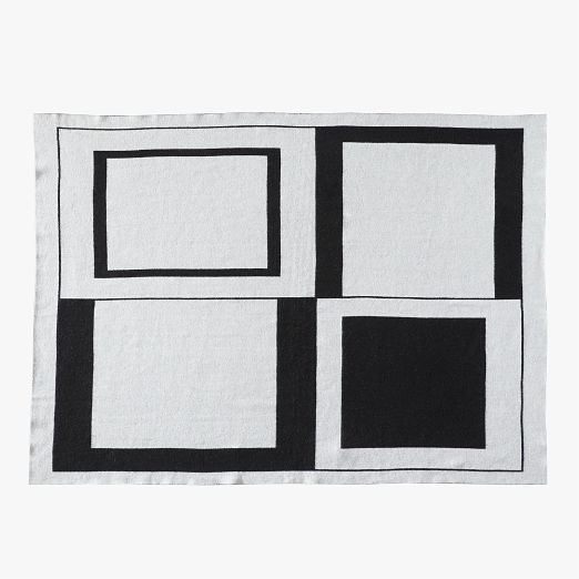 Shift Black and White Merino Wool Reversible Throw Blanket