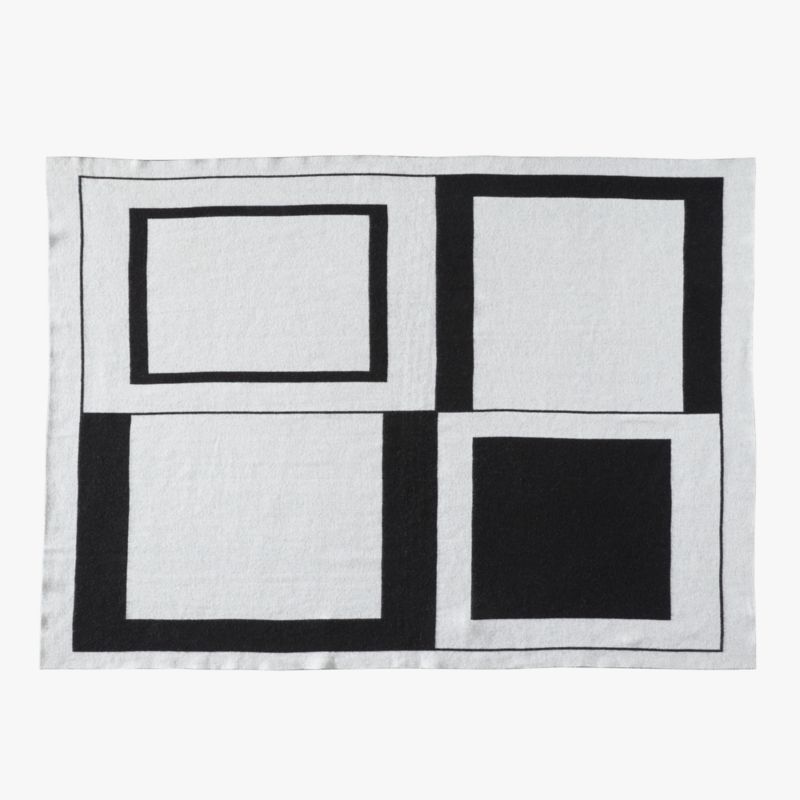 Shift Black and White Merino Wool Reversible Throw Blanket