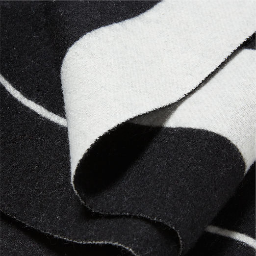 Shift Black and White Merino Wool Reversible Throw Blanket