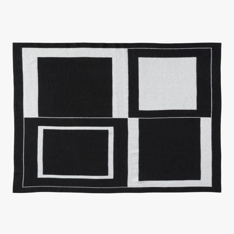 Shift Black and White Merino Wool Reversible Throw Blanket - image 2 of 8