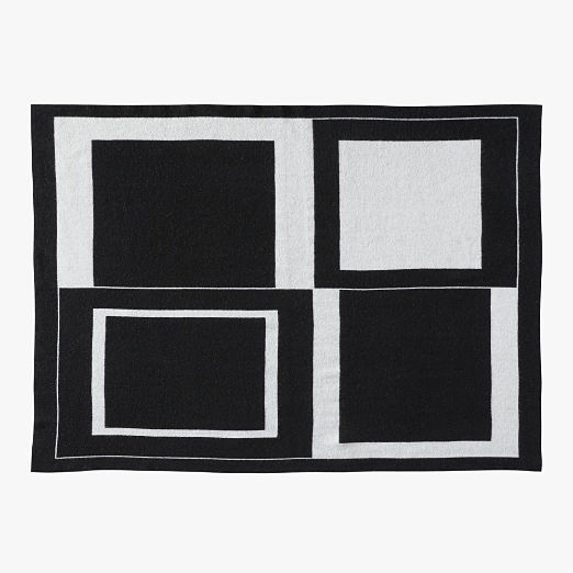 Shift Black and White Merino Wool Reversible Throw Blanket