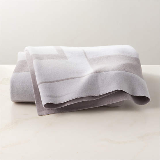 Shift Warm Grey Merino Wool Reversible Throw Blanket