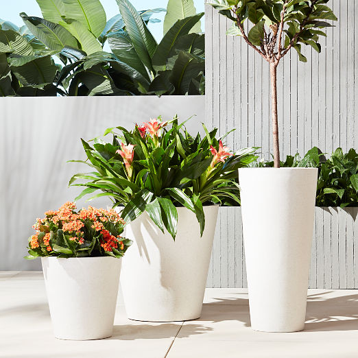 Shore White Stone Indoor/Outdoor Planters