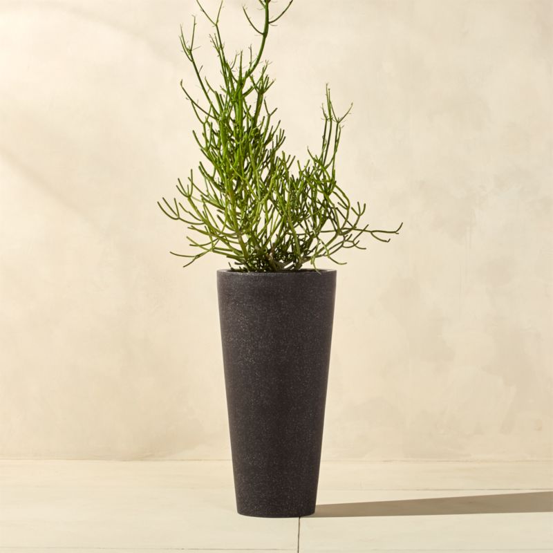 Shore Black Stone Indoor/Outdoor Planter Tall - image 1 of 10