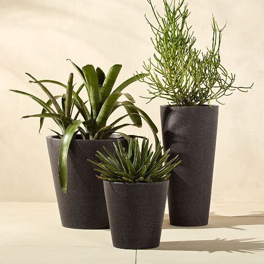 Shore Black Stone Indoor/Outdoor Planters