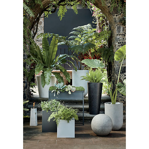 Seminyak Grey Cement Indoor/Outdoor Large Planter 26.75" Set of 2