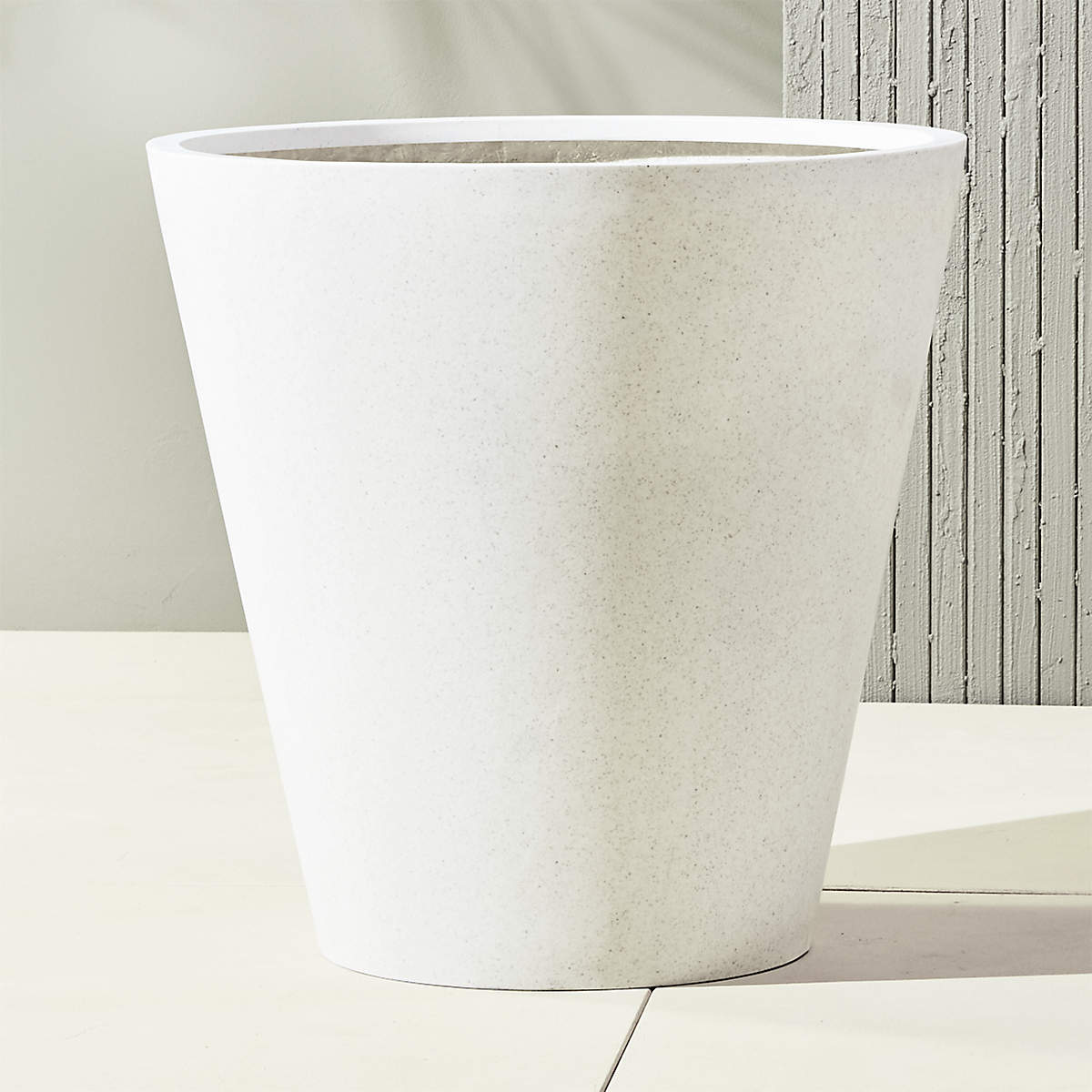 Shore Modern White Stone Outdoor Planter XL + Reviews CB2