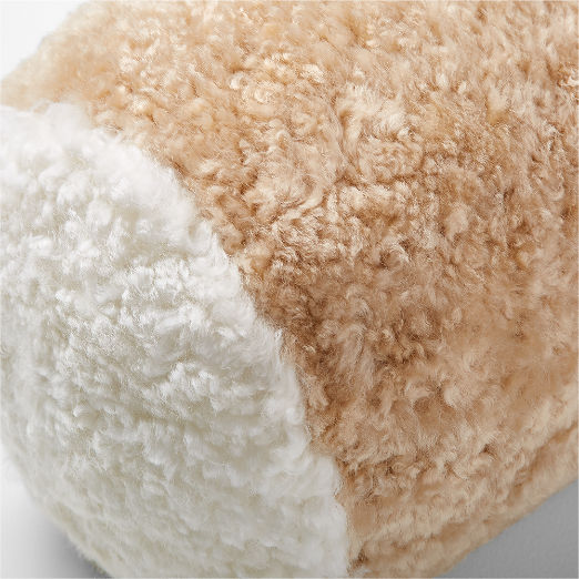 Light Brown Sheepskin Fur Bolster Pillow