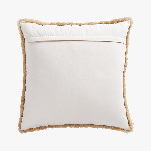 Shorn Camel Brown Sheepskin Fur Throw Pillow Cover 18"x18"