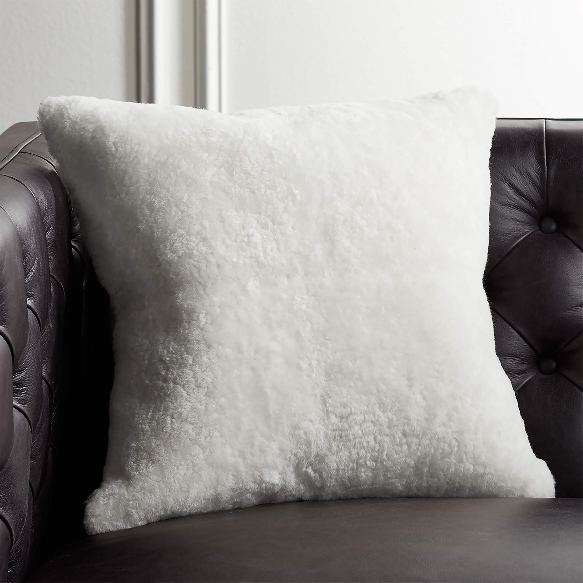 Shorn White Fur Modern Throw Pillow with Feather-Down Insert 18 ...