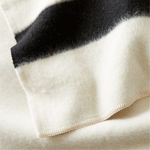 Siempre Ivory and Black Stripe Alpaca Bed Blanket by Blacksaw