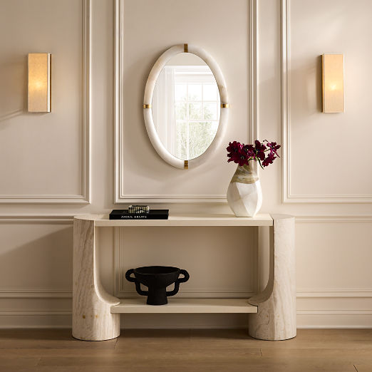 Sienna Alabaster Oval Wall Mirror 23"x36"