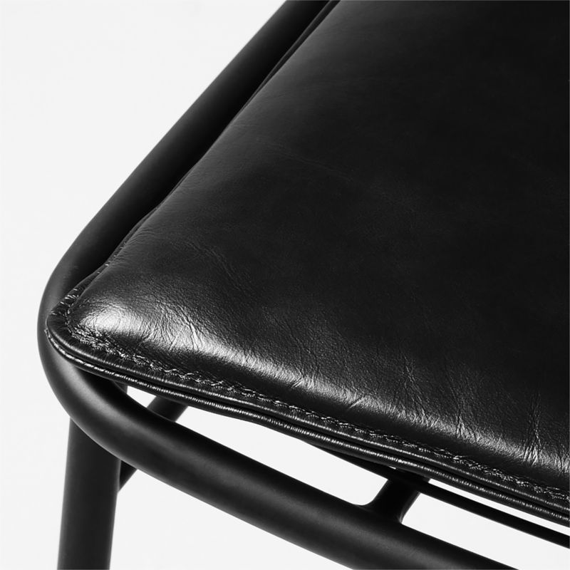 Sigma Black Leather Stool Seat Cushion Reviews CB2