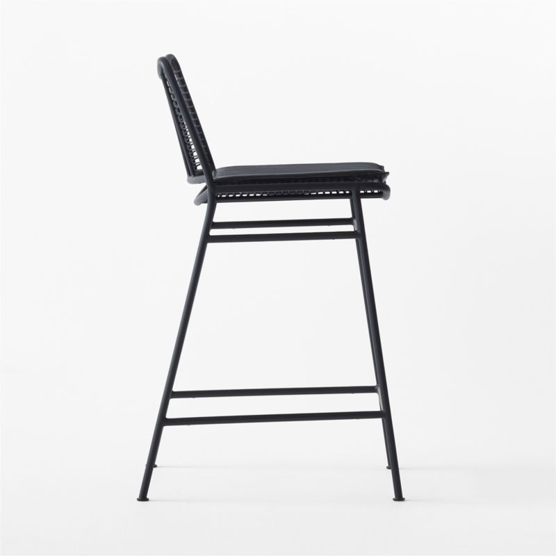 Sigma Black Metal Counter Stool with Black Leather Seat Cushion - image 5 of 8