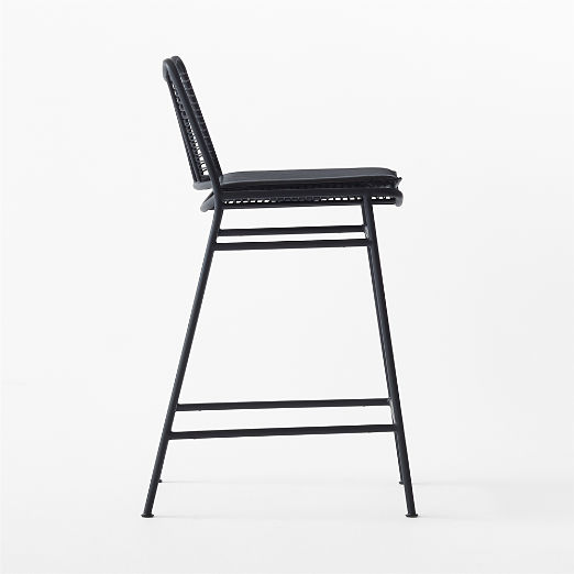 Sigma Black Metal Counter Stool with Black Leather Seat Cushion