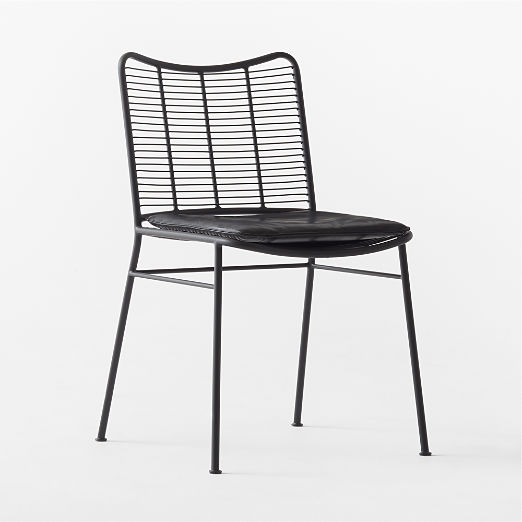 Sigma Black Metal Dining Chair with Black Leather Seat Cushion