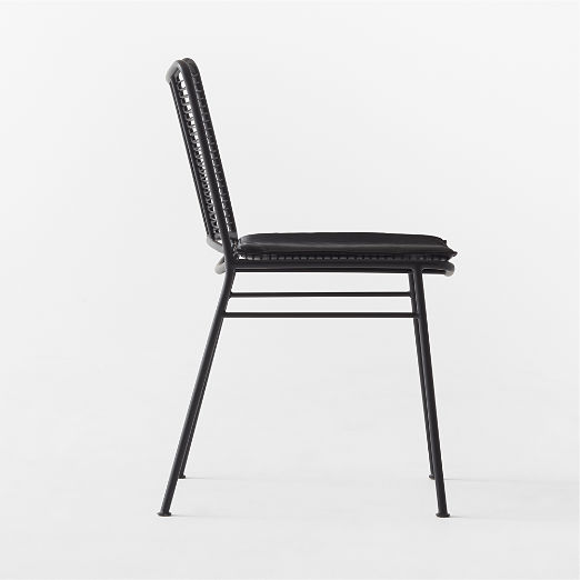 Sigma Black Metal Dining Chair with Black Leather Seat Cushion